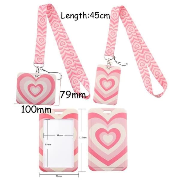 (Rosa) Brickhållare - Ej specificerad - Halsband - Rosa - 2x Korthållare - Polyester/ABS-material Pink