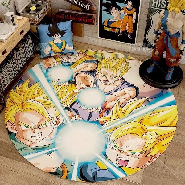 Anime Dragon Ball Rund Hemmatta Tecknad Goku Vegeta Halkfria fotmattor Vardagsrum Sovrum Sängbord Datorstol Golvmattor 26 80x80cm