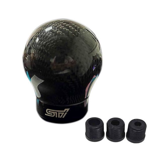 Car Racing Real Carbon Fiber Ball Shift-ratt Manuell växellåda Växelspak med 3 adaptrar-STI STI