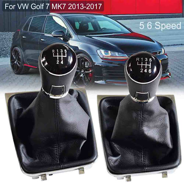 För VW Golf 7 A7 MK7 GTI GTD 2013 2014 2015 2016 2017 2018 Bil 5/6-växlad bil växelstav Nivåväxlingsknopp med läderboot-5 växlar 5 Speed