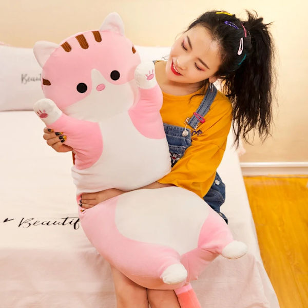 50-150 cm Jättestorlek Lång Mjuk kudde Kudde Katt Plyschleksaker Fyllda Populära Födelsedagspresenter Flickor Pojkar Present 50cm pink cat