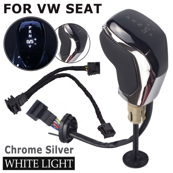 DSG AT Elektronisk display Växelspaksknopp Shift Handboll För VW Passat B7 B8 Golf 6/7 MOB Tiguan Biltillbehör-Vit-Krom White-Chrome