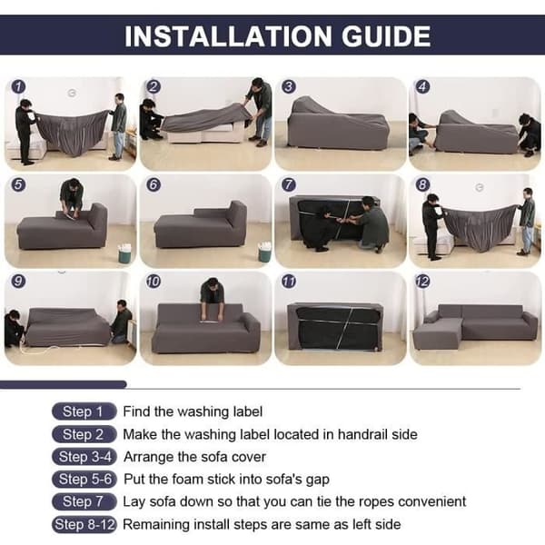 Dan&Dre Polyester L-Formad Hörnsofföverdrag för 3+2 Sittplatser - Grå gray