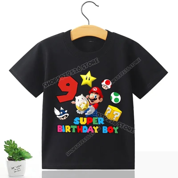 Marioment Number T-shirt för pojke Födelsedagskläder Barn Bomullströjor Toppar Spel Tecknad Sommar Digital Baby Tee Shirt white-MLA1261 130
