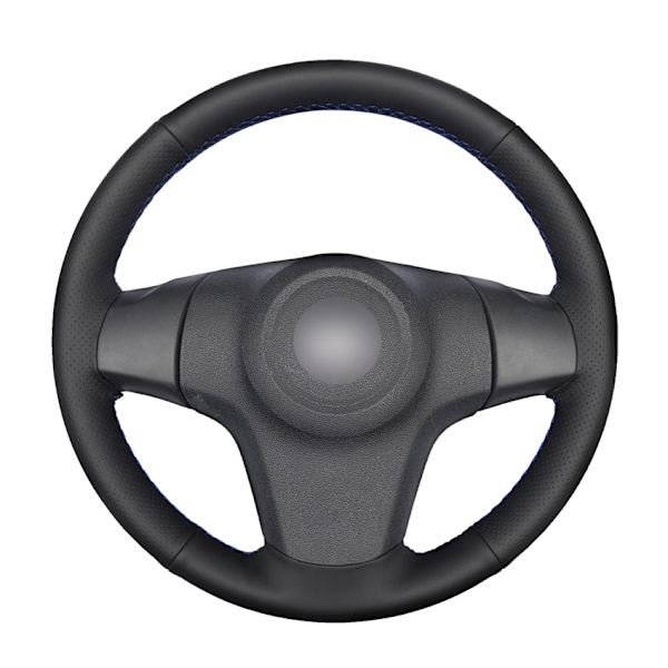 (Gummiratt)Handsydd svart PU- cover i konstläder för Opel Corsa D Chevrolet Niva Lada 3-ekrar 2006 2007-2020 Rubber SteeringWheel