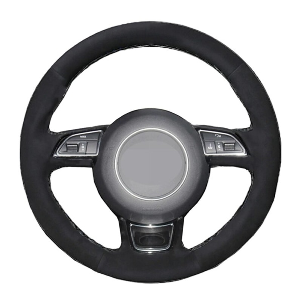 (stil 4) Cover Handsydd Mjukt Svart Äkta läder Mocka Bilrattkåpor För Audi A1 A3 A5 style 4
