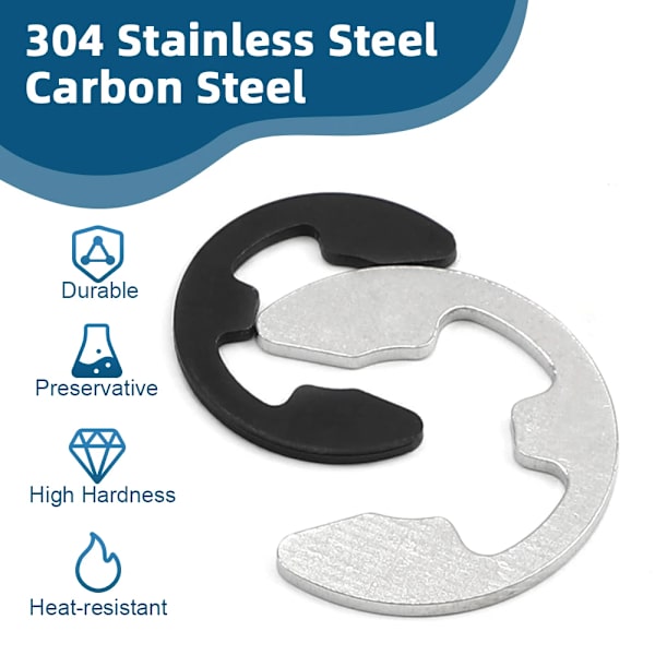 HOWSHENG 20-200 st E-klämmor Circlips brickor M1.2 M1.5 M2 Rostfritt stål Kolstål C-typ Extern låsring för maskiner 304 Stainless Steel