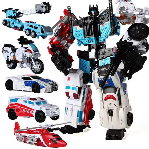 Haizhixing 5 i 1 Bruticus Devastator Superion Defensor Transformasjonsrobot Bil Actionfigurer Flymodell Leker for barn Gutt