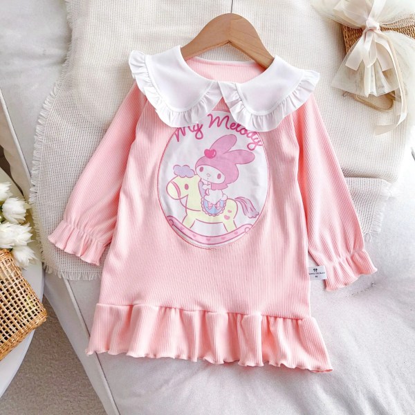 Anime Barn Nattlinne Bekväm klänning Loungewear Pyjamas Andas Casual Princess Kjol Kawaii Toddler Hemkläder Present My Melody 13 110cm