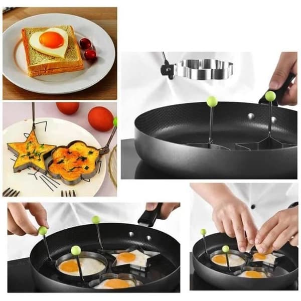 Stekeform for egg - Rustfritt stål - 4 stk