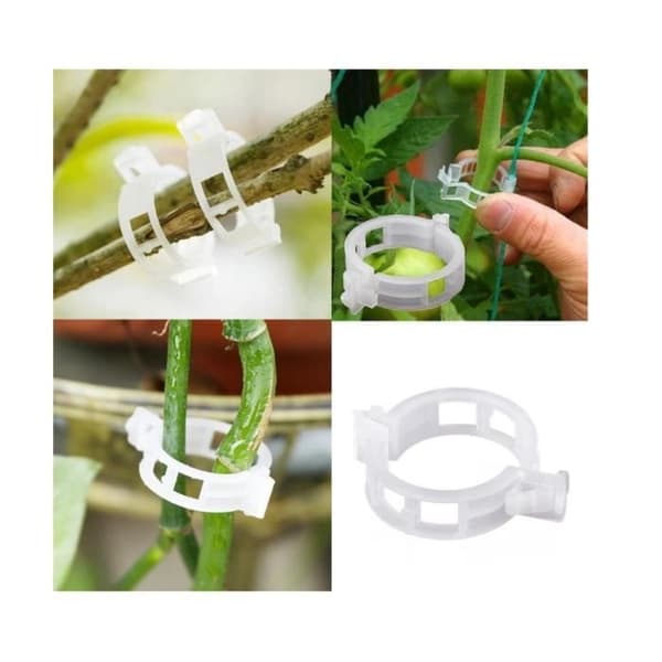 Växtklämmor - En Storlek - 100-pack - Vit - Tomatstöd - Plastmaterial