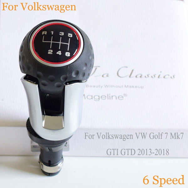 Auto svarta läderstövlar Växelspaksväxlingsknopp 5/6 hastighet för Volkswagen VW Golf 7 A7 MK7 VII för GTI GTD 2013-2018-alternativ4 option4