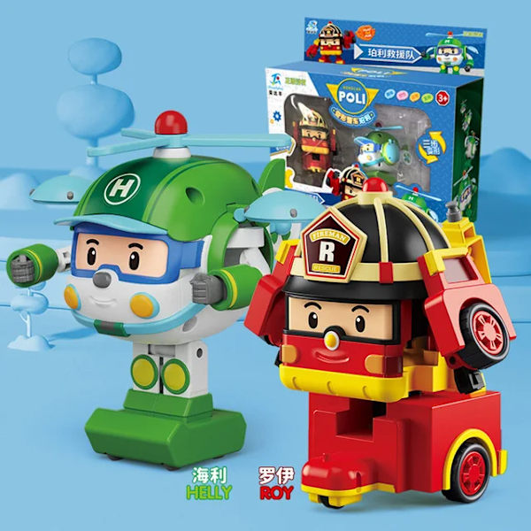 Robocar-leksak Äkta Poli-leksak Transformerande Robot Bilmodell Anime Action Figur Leksak Barn Julklapp 2pcs-3