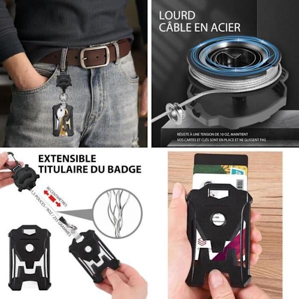 (Sort) Badgeholder - Uspecificeret - Udtrækkelig - Sort - 2 stk. - Holdbart stålkabel Black