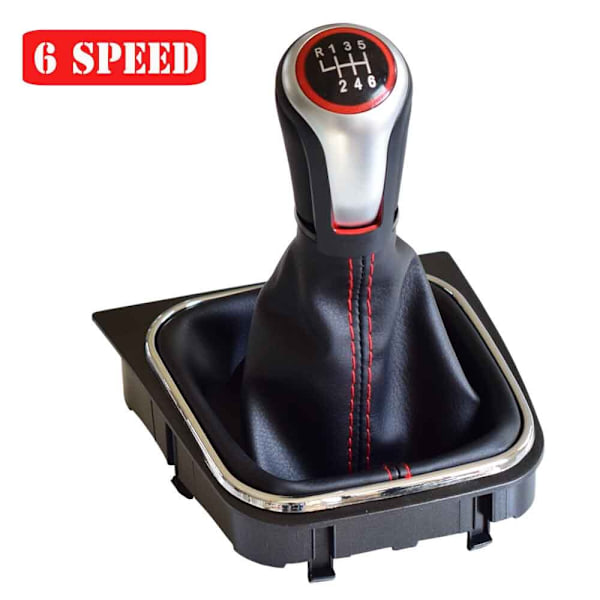 För VW Golf 6 Golf 5 A5 MK5 GTI GTD R32 2004-2008 Scirocco MT 5 6-växlad växlingsknopp Växelspak Damask Cover Krage-Matt-6 Speed-Stövel Matte-6 Speed-Boot