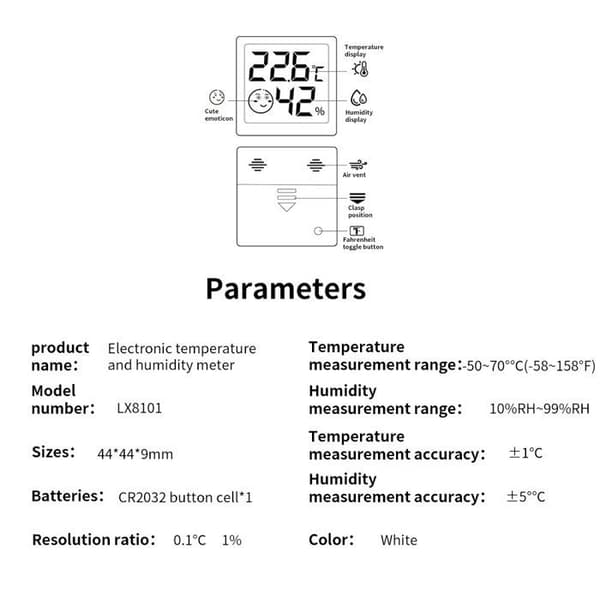 Termometer Hygrometer - SNAKIOX - 430 - LCD - Trådlös - Svart