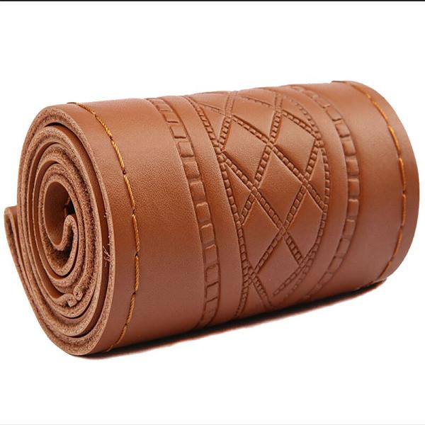 (Brun) Cover Anti-halkprägling Läder Bilstylingtillbehör Universal Braid Case passform bil suv diameter 37/38cm Brown