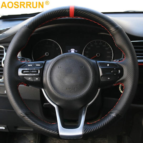 (BLACK LINE)Svart läder handsytt cover till KIA RIO X-LINE X LINE RIO 4 2017 2018 Biltillbehör BLACK LINE