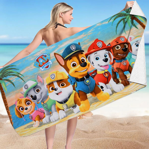 Anime Paw Patrol Strandhandduk Tecknad Chase Sommarhanddukar Badrum Badhandduk Simma Julhanddukar Resor Strandhandduk Snabbtork STJ-24-4 70x150 Fine fibres