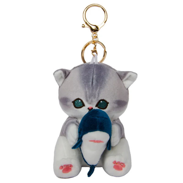 Kawaii Mofusand Anime Hobby Tempura Fried Räkor Haj Katt Tecknad Söt plysch docka hängsmycke väska hänge present till flickvän H4