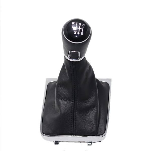 Krom och läder Bilväxel cover för VW Passat B6 CC 3C R36 TDI TFSI TSI (2006-2011)-5 Speed White line 5 Speed White line