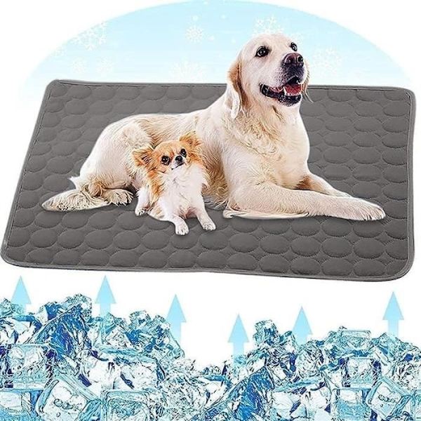(Grå) Kølemåtte - Hund - 50x60cm - Grå - Holdbar - Vaskbar Gray