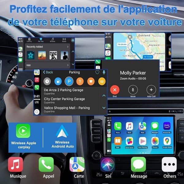 Trådløs Android Auto & Trådløs Carplay Adapter, 2 i 1 til Trådløs Car Play Adapter og Android Auto, Kompatibel