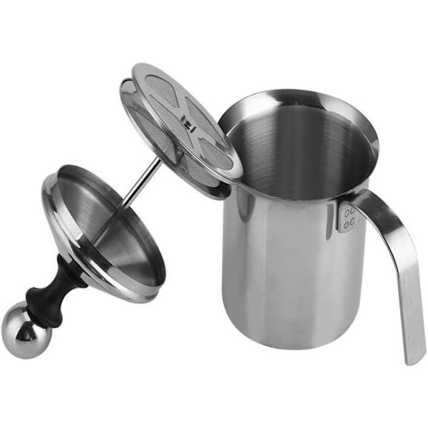 Dobbelt Mesh Mælkeskummer til Kaffe, Rustfri Stål Kop, Flødeskummer, Cappuccino, 400ml
