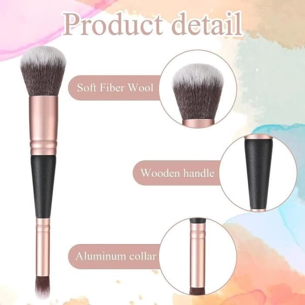 2 stk. makeupbørster med dobbelt ende til foundation, mini bløde børstehår concealerbørste til flydende, creme, blending