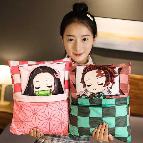 Demon Slayer Tecknad Anime Söta kuddar Kimetsu No Yaiba Tanjirou Zenitsu Nezuko Shinobu Giyuu Kudde Nackstöd Födelsedagspresenter 6 36x27cm
