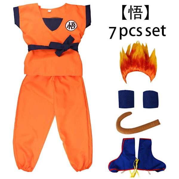 Anime Dragon Ball Barndräkt Son Goku Gui Cosplay Kläder Barnens dag Halloween Alla helgons dag Performance Outfit Vuxen WU - 7pcs set OG 135-148cm