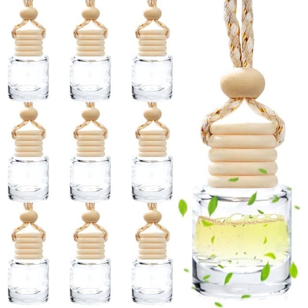 Påfyllningsbara Bilparfymflaskor i Glas Eterisk Olja Diffuser Transparent Aromaterapi