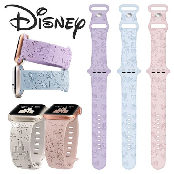 Disney Mickey Strap för Apple Watch Band 44mm 49mm 45mm 42mm 41mm 40mm 38mm Silikonarmband för Iwatch 8 7 6 5 4 3 Se Ultra 5 38mm 40mm 41mm