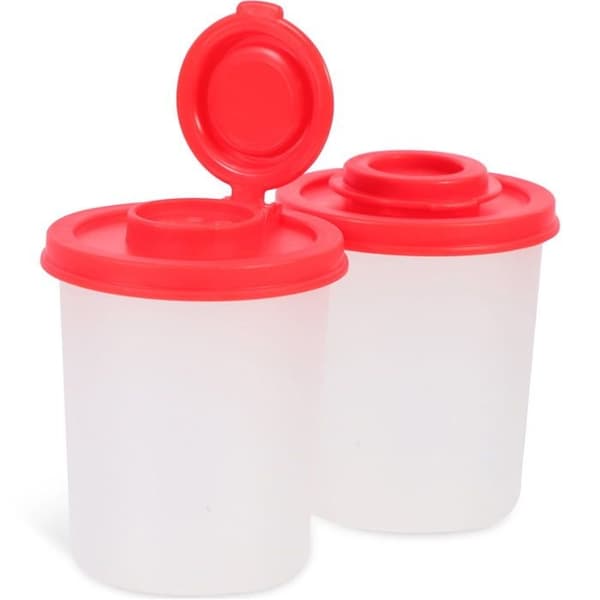 Sett med 2 mini krydderflasker, små pepperflasker, transparente pepperstrøere, krydderbeholder
