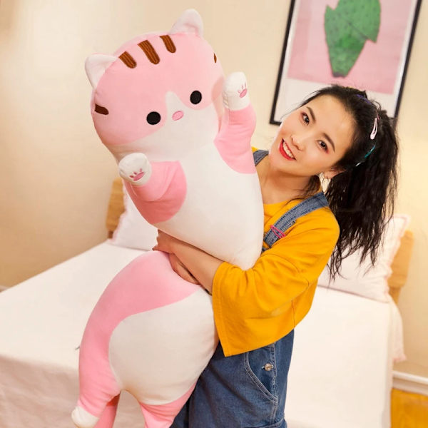 50-150 cm Jättestorlek Lång Mjuk kudde Kudde Katt Plyschleksaker Fyllda Populära Födelsedagspresenter Flickor Pojkar Present 50cm pink cat