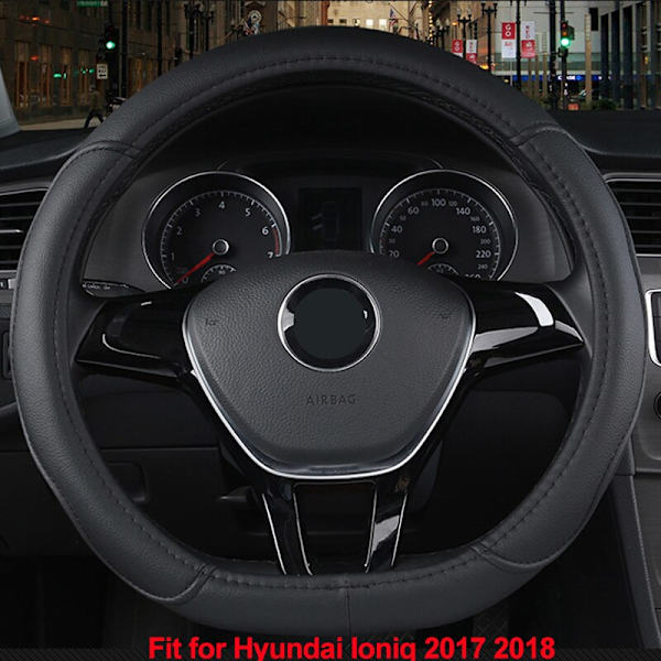 (Svart tråd) Cover D Form för Hyundai ioniq 2016 2017 2018 2019 2020 PU Läder Bil Styling Auto Protector Black Thread