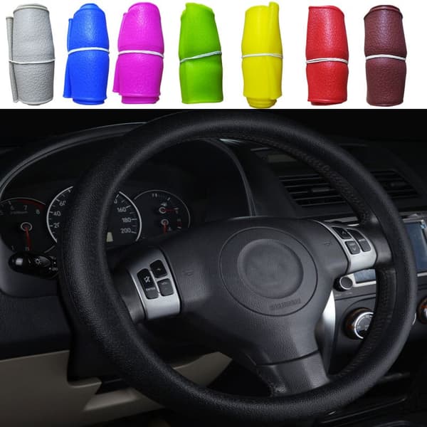 (Brun) Tekstur Bil Auto Silikone Rat Handske Cover Blød Multi Farve Universal Skin Bløde Silikone Rat Covers Shell Brown