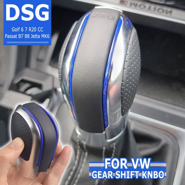 Röd/Blå Bil Växelspak Spak Krom Matt För VW Golf 6 7 R GTI Passat B7 B8 CC R20 Jetta MK6 GLI DSG Cover Emblem-Option 7 Option 7