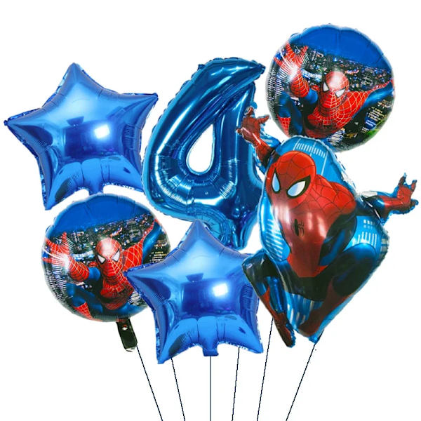 6st Marvel Super Hero Spiderman Set Barnfödelsedagsfest Dekoration Baby Shower Uppblåsbara pojkar Toy Globos Multicolor