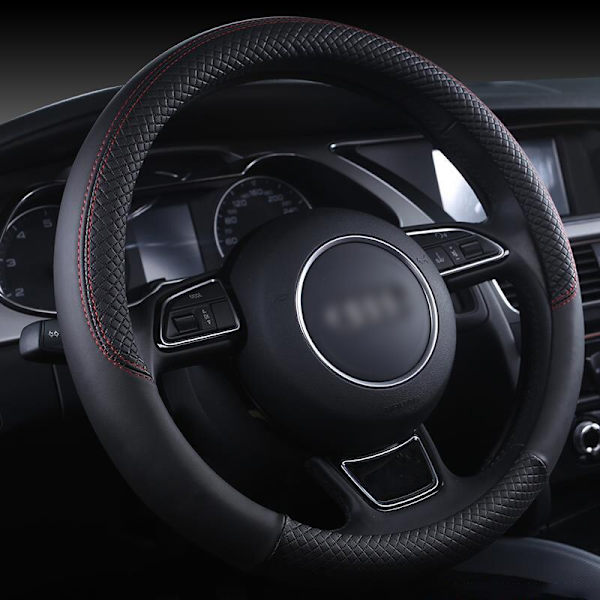 (Svart)Läder Sportbilsrattkåpa Halkfri cover för Audi A1 8X A2 A3 A4 A5 A6 Avant Inredningsdetaljer Black