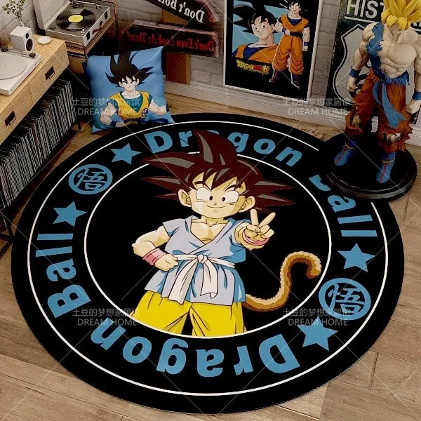 Anime Dragon Ball Rund Hemmatta Tecknad Goku Vegeta Halkfria fotmattor Vardagsrum Sovrum Sängbord Datorstol Golvmattor 19 100x100cm