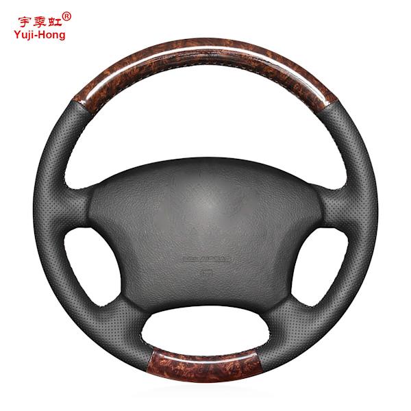 (Lägg till mahogny)Yuji-Hong svart läder case för bilar för Toyota Prado 2004-2006 Land Cruiser 2006 LC120 Carbon-fiver läder Add Mahogany