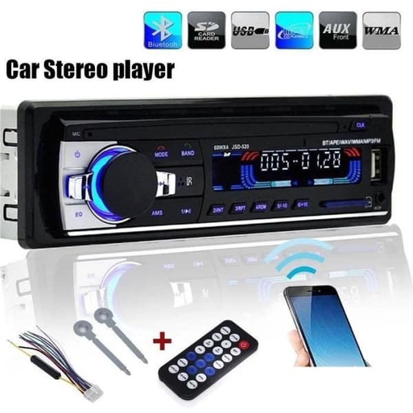 Letouch Bilradio Bluetooth 12V 1Din MP3-afspiller Bil Stereo Understøtter FM-USB-SD-AUX-Bluetooth -HB065