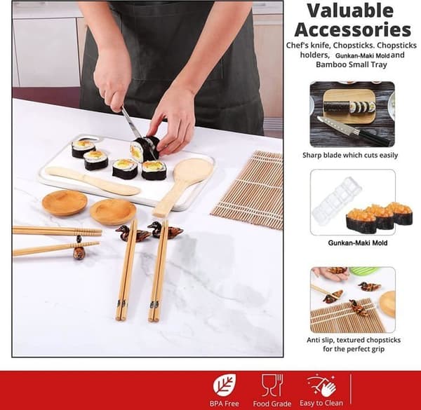 Sushi sæt (10 stykker, plus 2 bambus tallerkener)