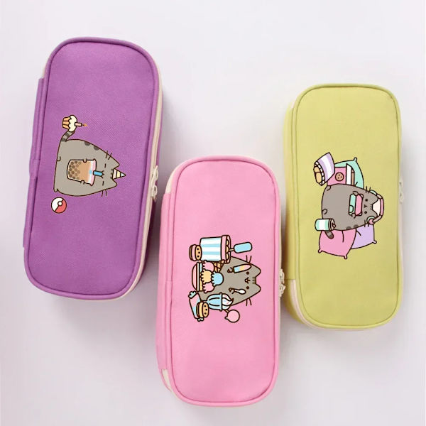 Nya Fat Cats Pusheen Studenter Pennfodral Tecknad Animation Figurer Printed Pennväskor Skolmaterial Brevpapper Födelsedagspresenter PJM 27 Red