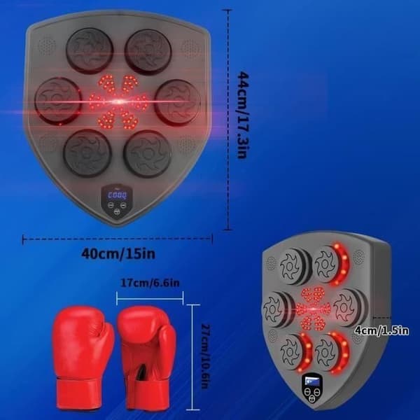 Elektronisk boksemaskine - LED - Sort - Bluetooth-forbindelse - Handsker inkluderet - Kraftig
