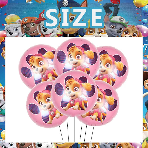 PAW patrullerade dekorativa ballonger för fest födelsedag dekoration flickor gynnar festtillbehör Skye 6 st rund folieballong gör-det-själv-presenter C Ballon 6Pcs