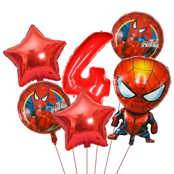 6st Marvel Super Hero Spiderman Set Barn Födelsedagsfest Dekoration Baby Shower Uppblåsbar Pojkar Toy Globos 4