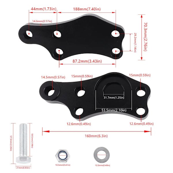 Svart röd blå billet aluminium drift styrning lås adapter ökar svängvinkel 25% vridning kit för Toyota JZX100 Black