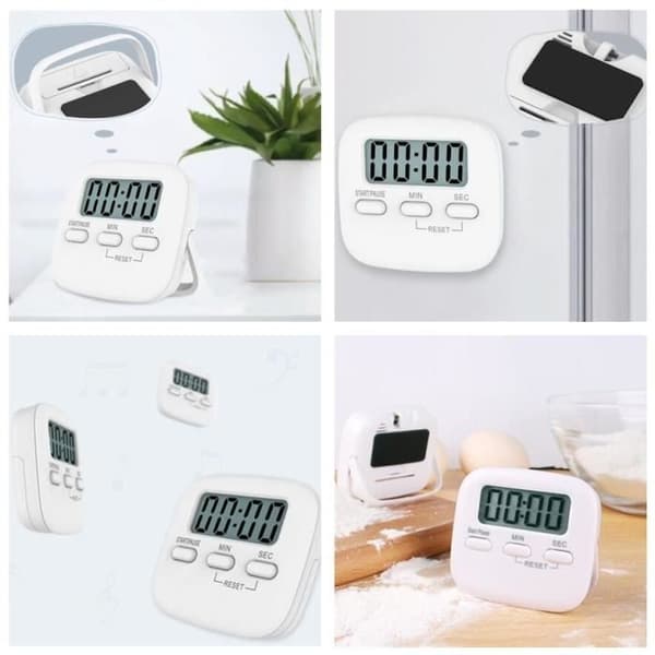 Kjøkken Timer - Digital - Hvit - Magnetisk Støtte - Multifunksjon - 6.4x5.7CM white